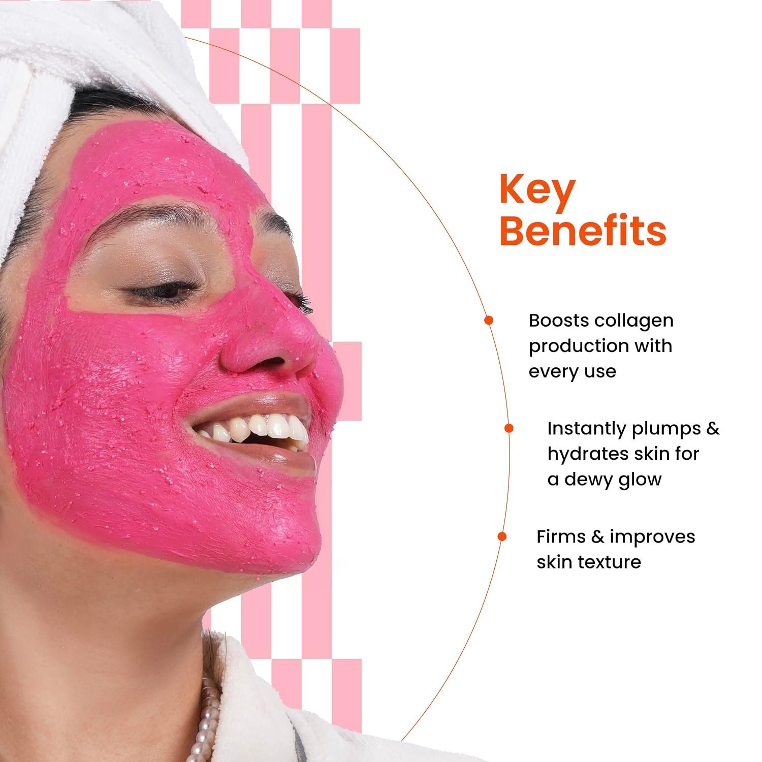 Foxtale Cherry Collagen Clay Mask with Vegan Collagen, Glycolic Acid, PHA & Cherry Beads | Plumps, Firms & Hydrates | Brightens, Detoxifies Pores & Smooths Uneven Skin Texture | 75g thumbnail