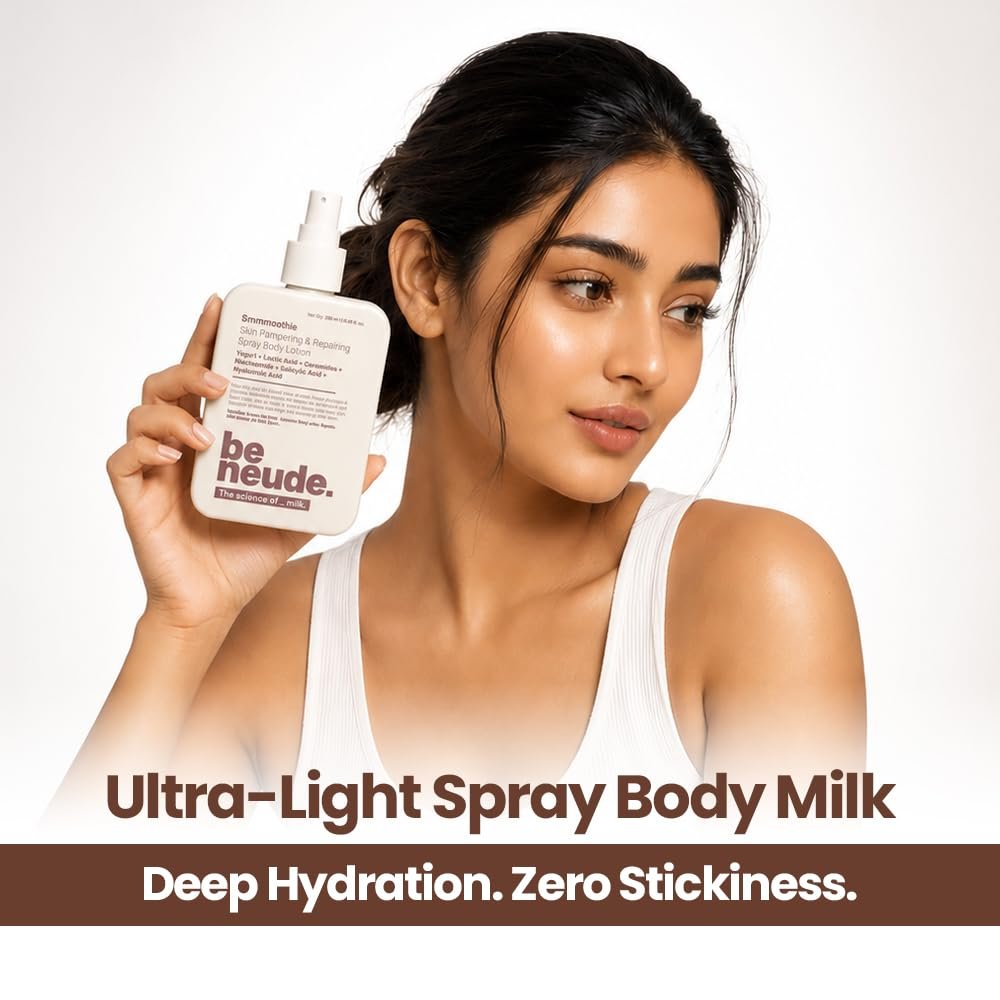 Be Neude Body Lotion with Ceramide, Lactic Acid, Niacinamide & Hyaluronic Acid for Deep Hydration, Barrier Repair & Dark Spot Reduction, Ultralight, Non-Sticky Body Lotion Smmmoothie, 250ml thumbnail