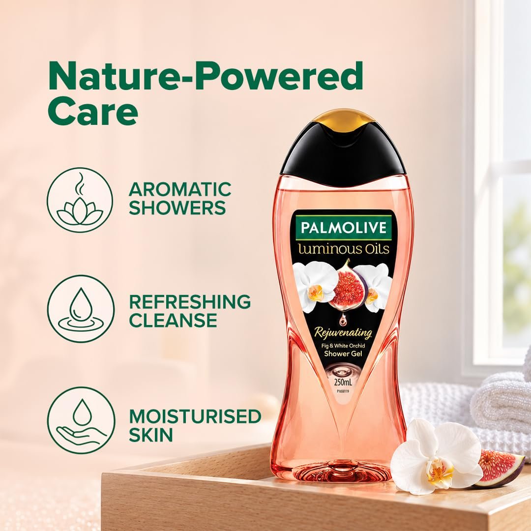 Palmolive Luminous Oil Rejuvenating Body Wash, 250ml, 100% Natural Fig Oil & White Orchid Extracts For Soft & Radiant Skin, PH Balanced Bodywash, Free Of Parabens And Silicones thumbnail