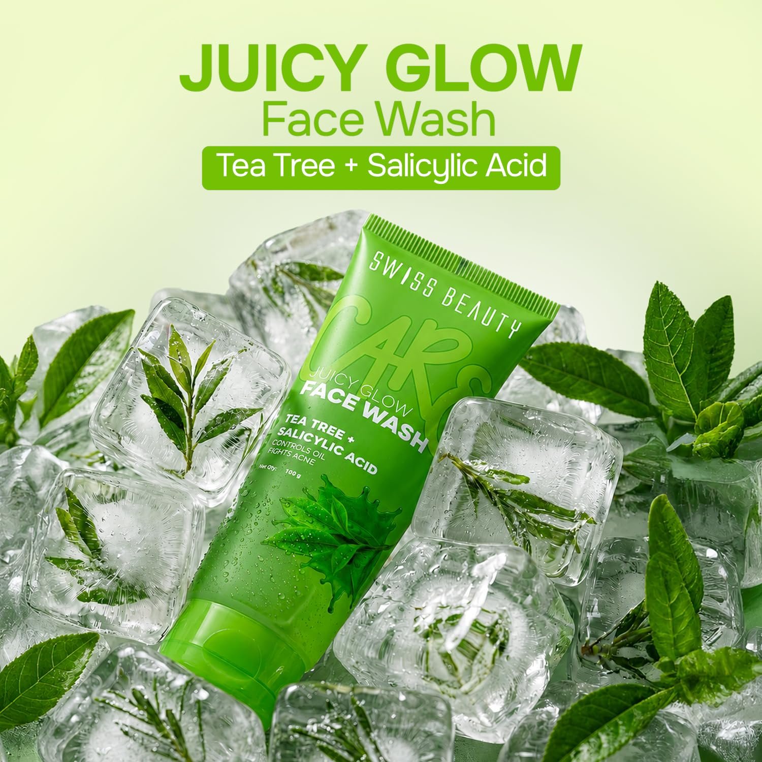 Swiss Beauty Care Juicy Glow Face Wash | Tea Tree + Salicylic Acid 1% | Removes Dirt & Grime | Combats Acne | Reduces Excess Oil | Unclogs Pores -100g thumbnail