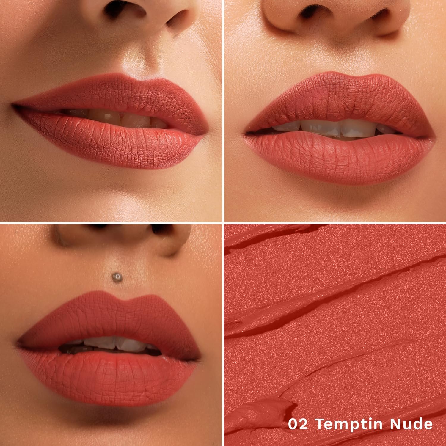 Pilgrim Long Lasting Crayon Lipstick | Intense Matte Finish | Waterproof & Lightweight | Highly Pigmented & Enriched With Ceramides & Mango Seed Oil (Temptin' Nude-02) thumbnail