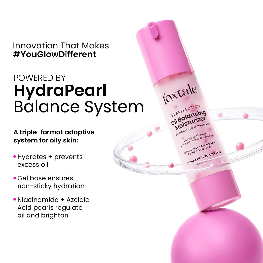 Foxtale Oil-Balancing Gel Face Moisturizer with Niacinamide & Cica | 8hr Oil-Free Glow | Lightweight & Non-Greasy | Reduces Acne & Calms Skin | For Oily & Acne-Prone Skin, 15ml | thumbnail