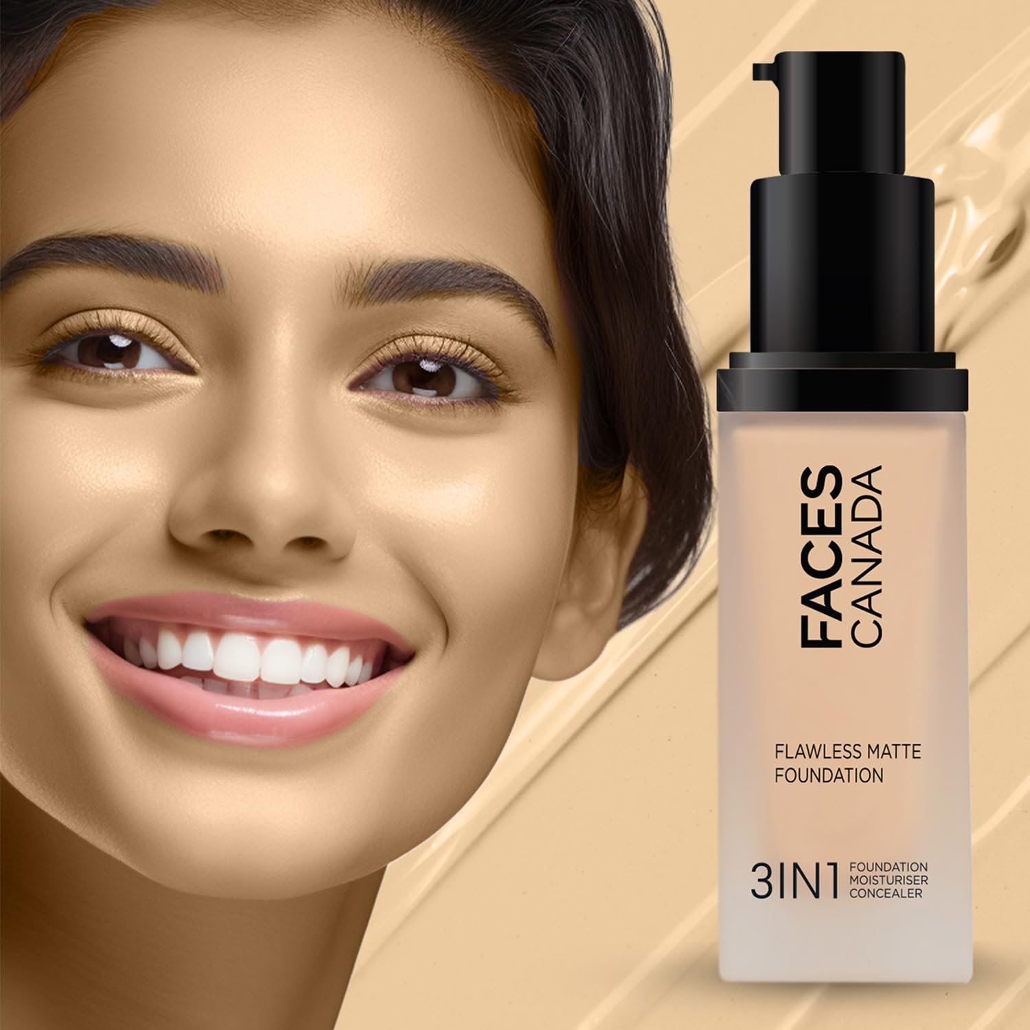 FACESCANADA Flawless Matte Foundation - Rich Ivory 30 Ml|3-In-1 Foundation+Moisturizer Cream For All Skin Types+Concealer thumbnail