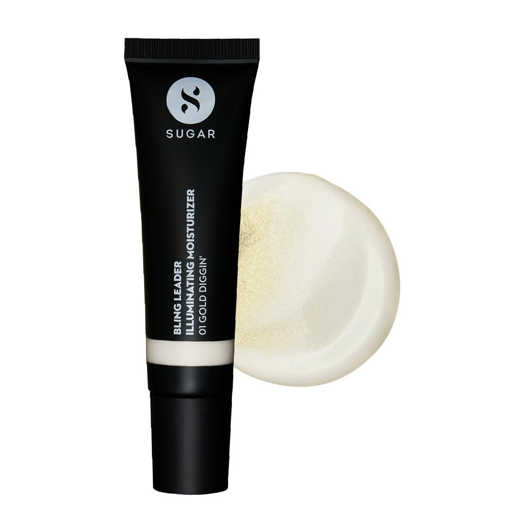 SUGAR Cosmetics Bling Leader Illuminating Moisturizer with Kojic Acid | Strobe Cream + Highlighter | 2-in-1 Glow Cream for Indian Skin | Dewy Finish | 50ml - 01 Gold Diggin