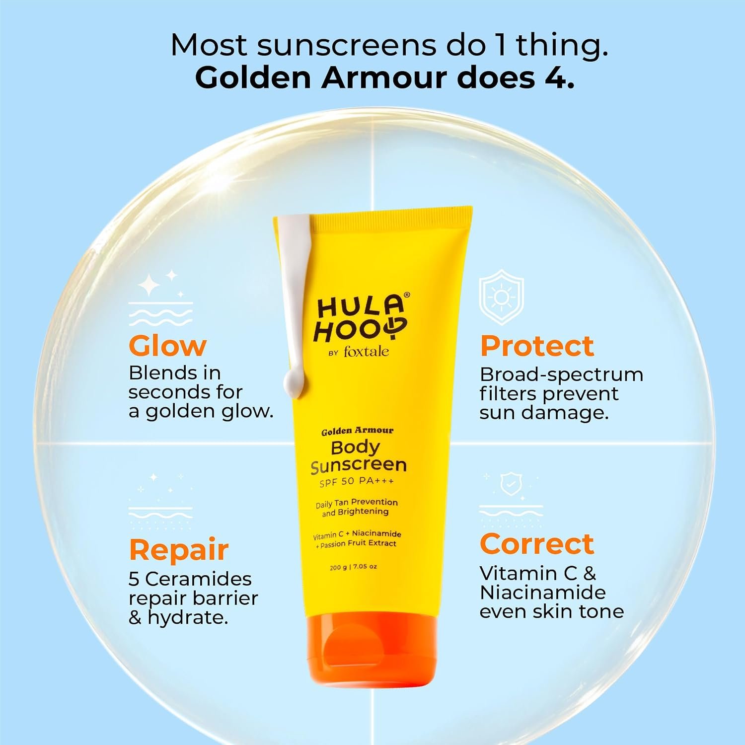 Hula Hoop Sunscreen Body Lotion SPF 50 PA+++ 200g | Broad-Spectrum Sun Protection | Moisturizes Skin | Helps Prevent Tanning | Daily Body Care thumbnail