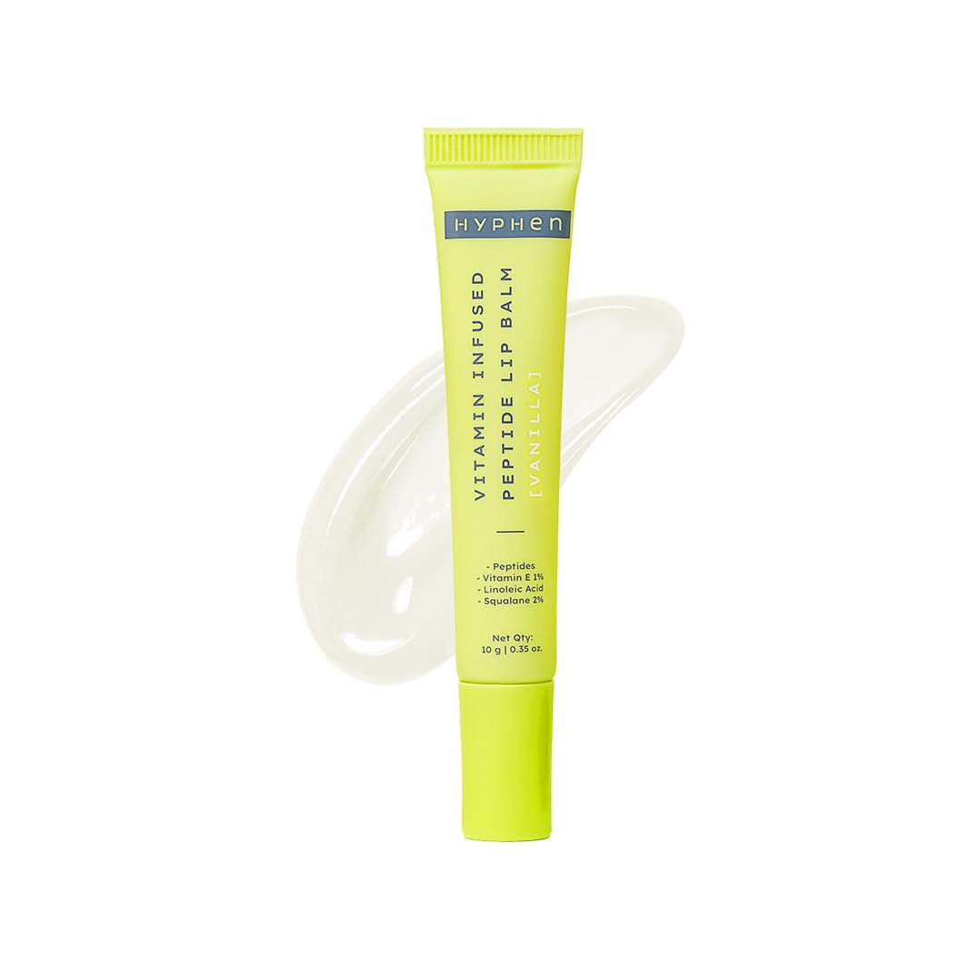 Hyphen-Vitamin Infused Peptide Lip Balm-Vanilla for Dry & Chapped Lips|Hydrating & Moisturizing Lip Balm for Unisex|for Dark Lips| Vegan,SLS & Parabens Free|10gm