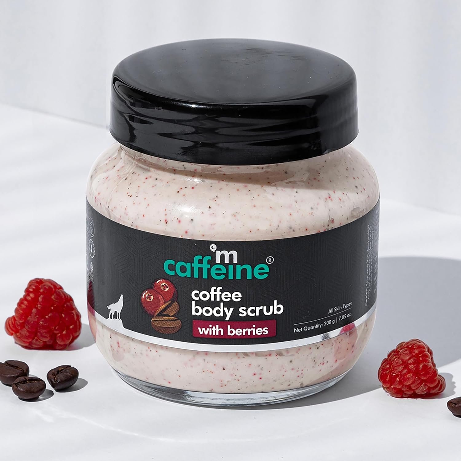 mCaffeine Berries & Coffee Body Scrub for Tan Removal | Creamy Body Scrub for Dry Skin | Exfoliating Scrub for Body for both Women and Men - 200gm thumbnail
