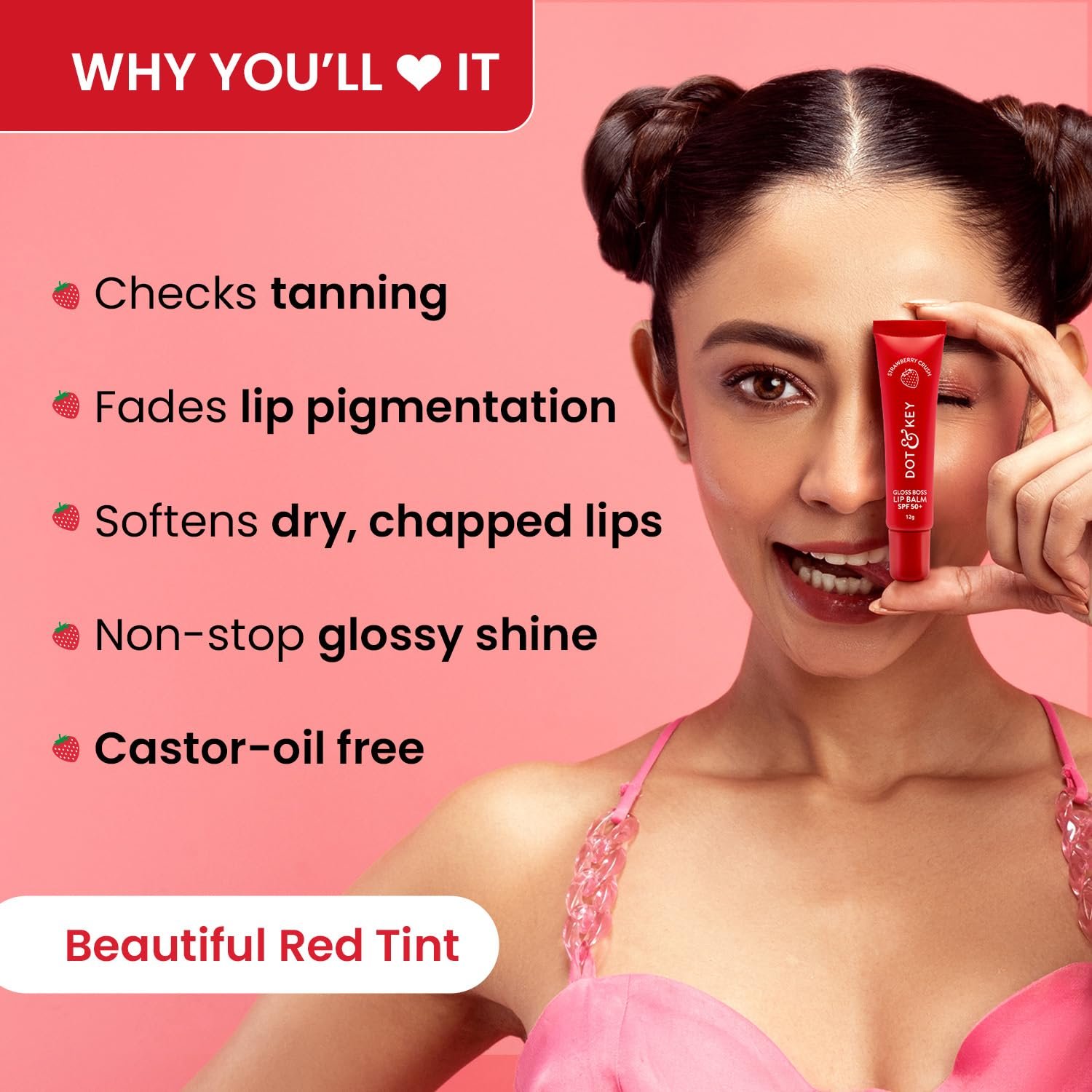 Dot & Key Gloss Boss Lip Duo | Strawberry Crush SPF 50 Lip Balm 12gm & Cocoa Mint SPF 50 LipBalm 12gm | Sun Protected Tinted Lip Balm for Women thumbnail