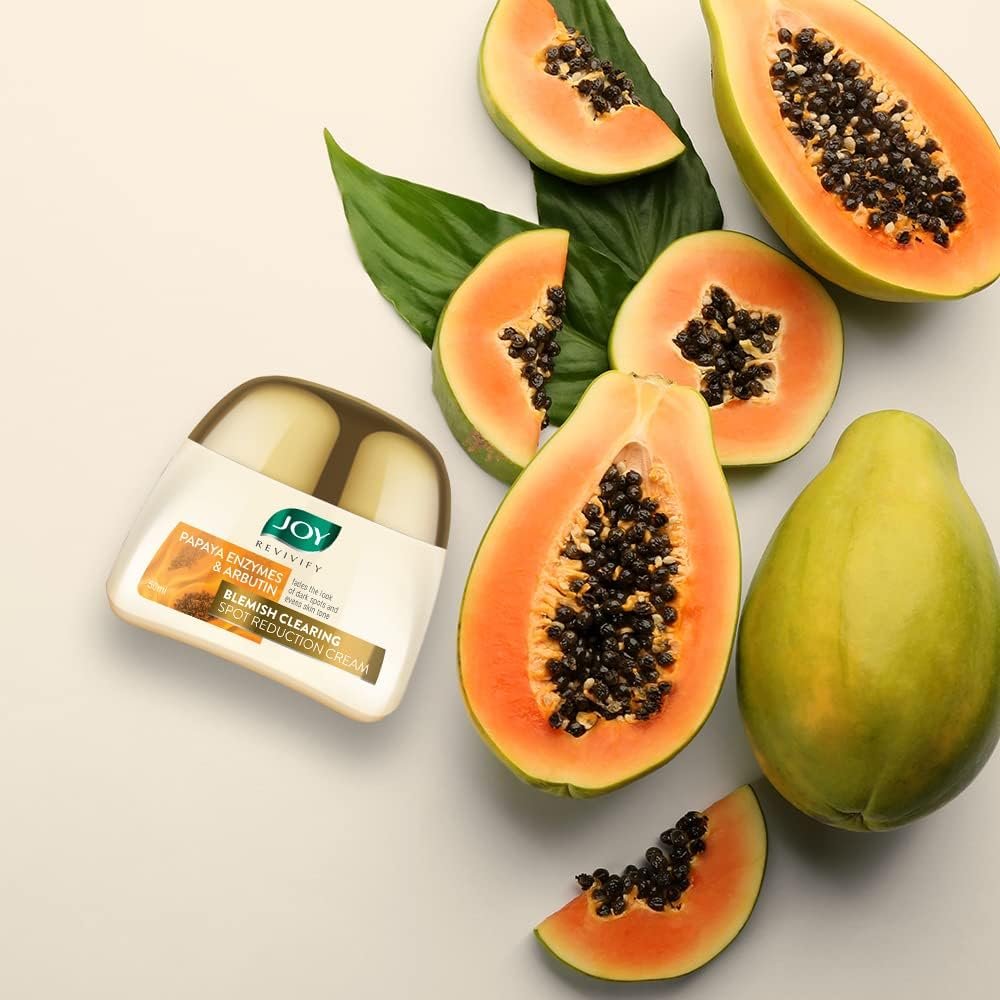 Joy Revivify Arbutin & Papaya Enzymes Blemish Clearing Spot Reduction Cream | Skin Brightening Cream| Soothing | Anti-ageing properties | Pollution defense – 50 ml thumbnail