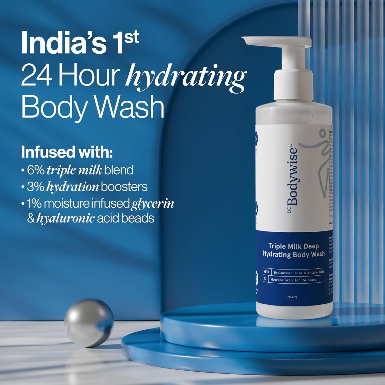 Be Bodywise Triple Milk Deep Moisturizing Body Wash 250ml |For Dry & Dehydrated Skin | With 6% Triple Milk Extracts & 3% Hydrating Boosters | Lasting Hydration & Skin Barrier Support | thumbnail