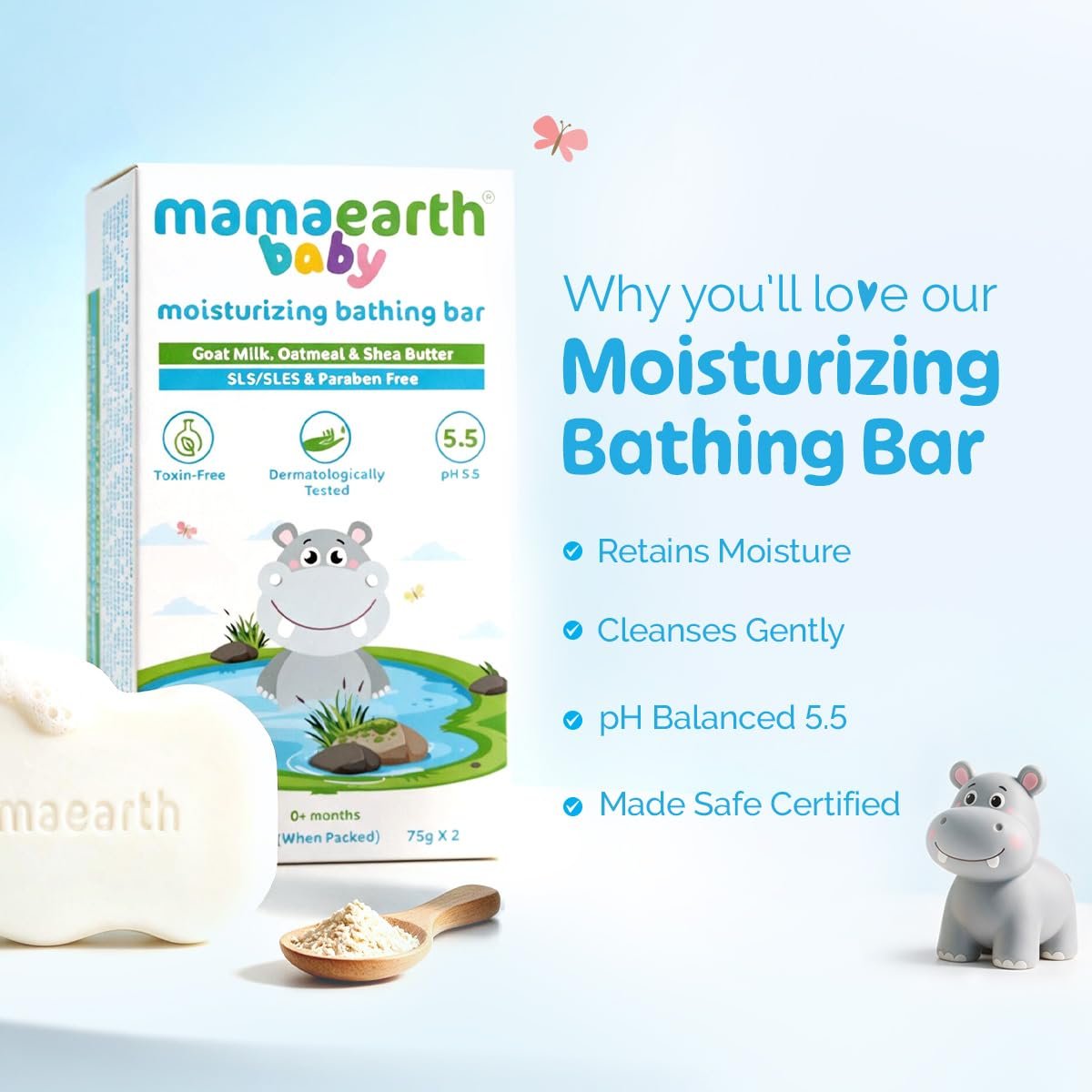 Mamaearth Moisturizing Bathing Bar For Babies - 75 g thumbnail