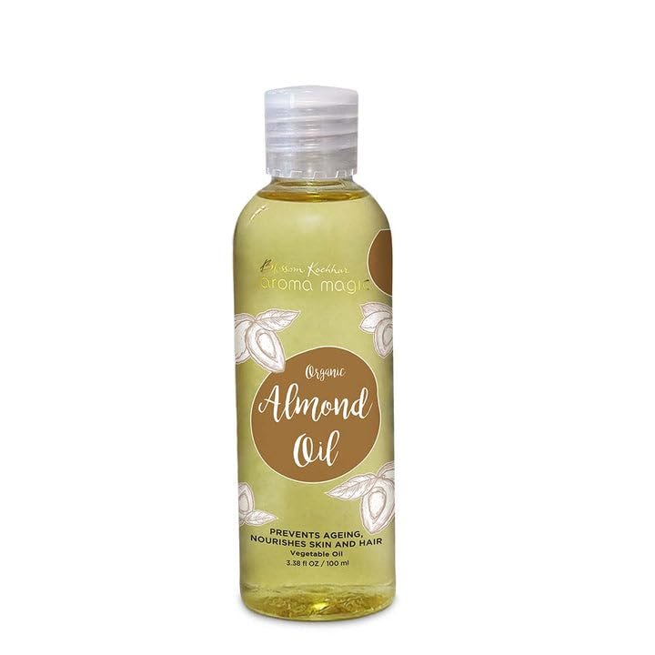 Aroma Magic Organic Almond oil for Body, Skin & Hair with Prunus dulcis oil that Prevents aging, nourishes hair & skin, relieves itching & muscle pain ? 100ml