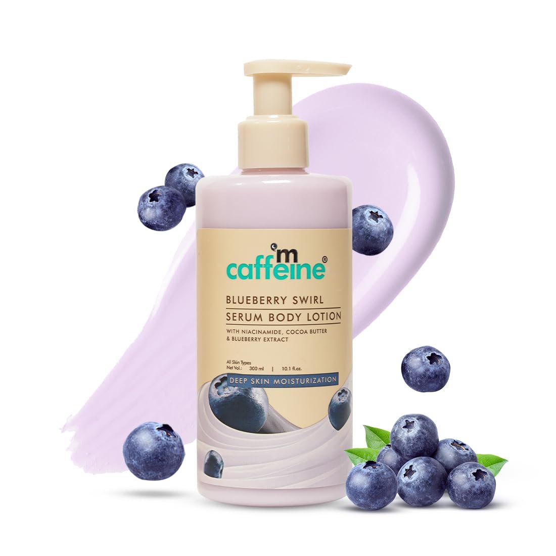 mcaffeine Blueberry Swirl Serum Body Lotion For Women And Men | Dry Skin | Lightweight Moisturizer, Non-Greasy & Non-Sticky |  Soft & Smooth Lotion For All Skin - 300ml