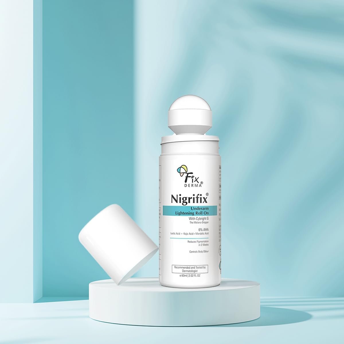 Fixderma Nigrifix Underarm Roll on with 6% AHA, Lactic Acid & 1% Mandelic Acid & Kojic Acid | Brightens Skin & Exfoliates Underarm | For All Skin Type, Men & Women - 60ml thumbnail