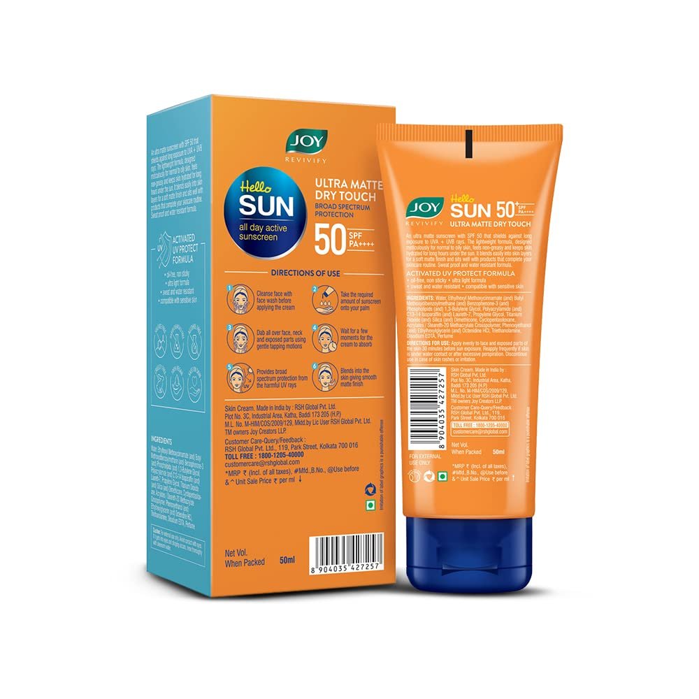 Joy SPF 50 PA++++ Matte Sunscreen for Oily Skin, 50ml | INVIVO Tested | Travel & Purse Size | Zero White Cast, Water Resistant Broad Spectrum Face Sunscreen for On-The-Go Use thumbnail