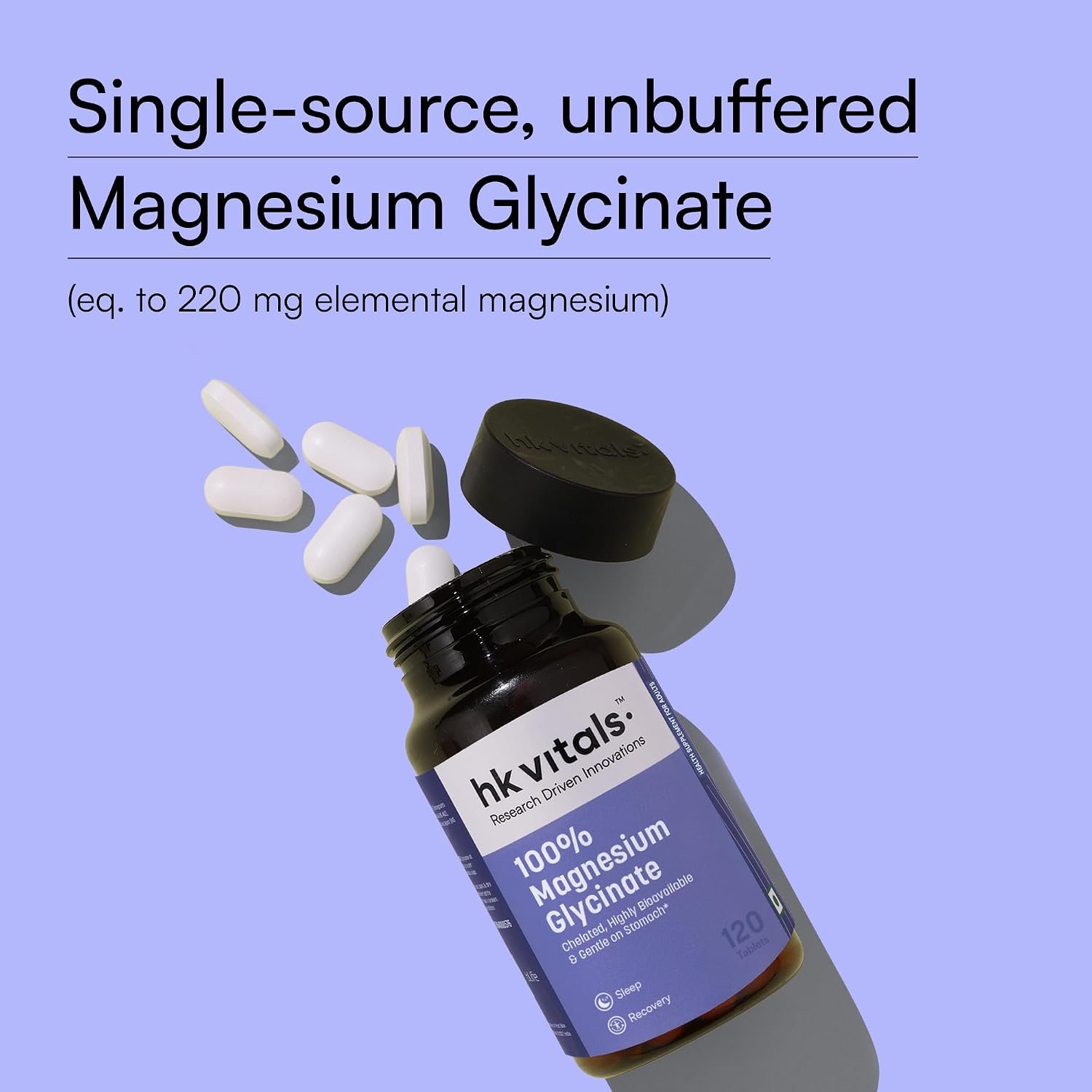 hk vitals 100% Magnesium Glycinate 1880mg, 120 Tablets Supports Better Sleep Quality & Muscle Recovery | Trustified Certified thumbnail