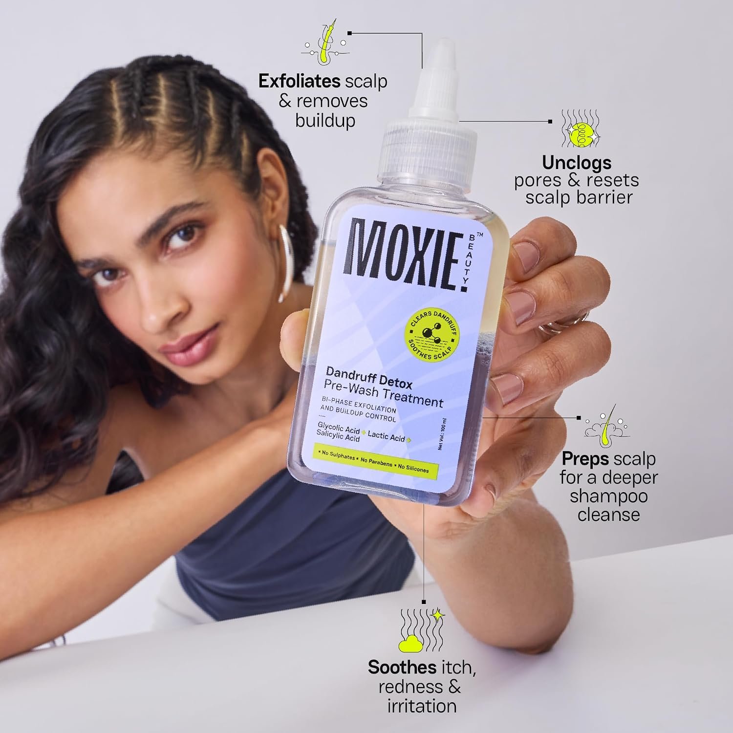 Moxie Beauty Dandruff Detox Pre-Wash Scalp Exfoliator, AHA-BHA Blends | 100ml thumbnail