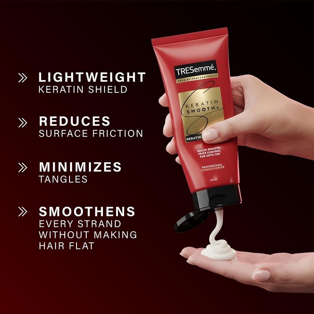 TRESemmé Keratin Smooth Anti Frizz Conditioner 335ml | 72H Frizz Control with Keratin Protein & Argan Oil | Paraben Free Hair Conditioner for Dry Frizzy Hair thumbnail