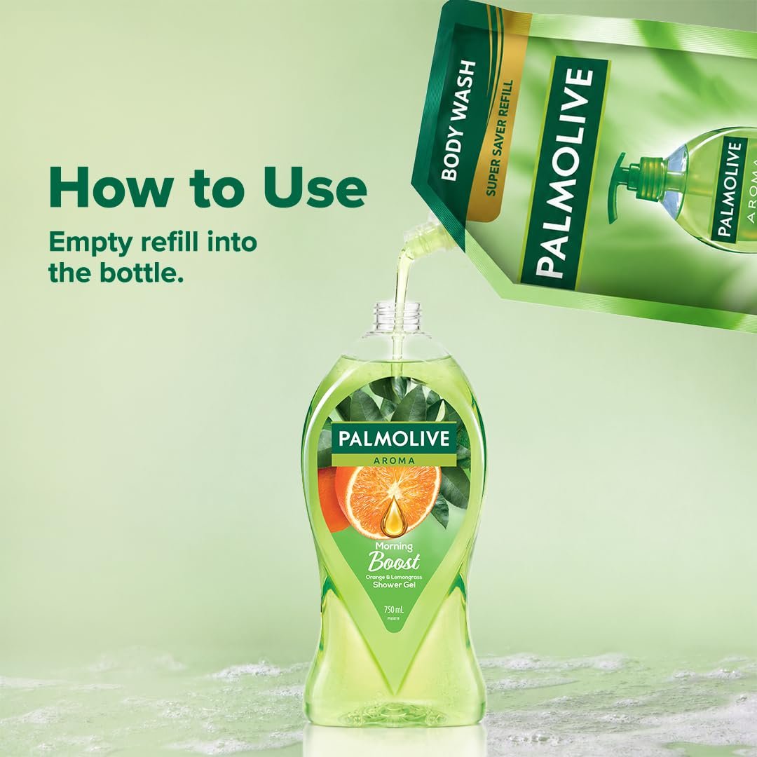 Palmolive Aroma Morning Boost Body Wash, 750ml Shower Gel Refill Pack, 100% Natural Citrus Essential Oil, Lemongrass Extracts for a Soft and Smooth Skin, Ph Balanced thumbnail