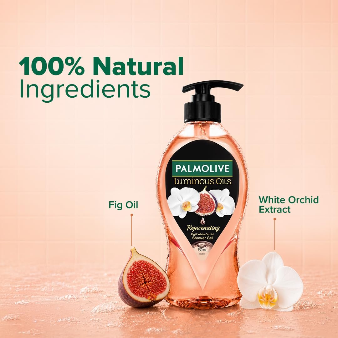 Palmolive Luminous Oil Rejuvenating Body Wash,750ml Pump Bottle, 100% Natural Fig Oil & White Orchid Extracts For Soft & Radiant Skin, PH Balanced Bodywash, Free Of Parabens And Silicones thumbnail