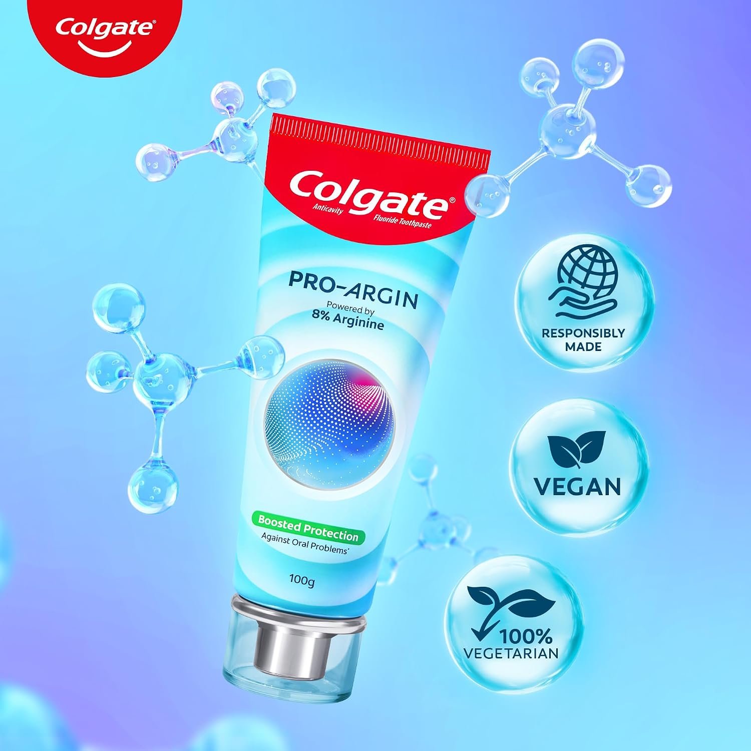 Colgate Pro Argin Toothpaste, Sensitivity Protection in 60 Seconds, 8% Arginine, Boosted Protection against Sensitivity, Enamel Damage, Oral pH, Cavities (100g) thumbnail