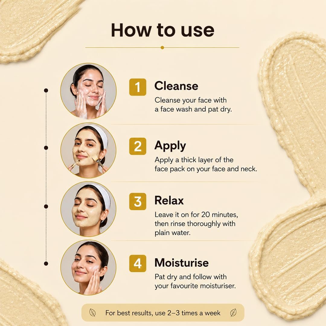 Jovees Herbal Glow Face Pack for Tan Removal & Brightening | Clay Face Mask to Clean Pores, Remove Blackheads & Dark Spots | Hydrating Face Pack for All Skin Types - 120g thumbnail