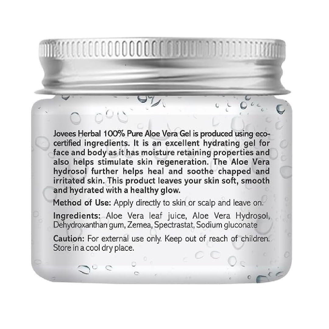 Jovees Herbal 100% Pure Aloe Vera Gel for Face, Hair (200gm) | Hydrating & Soothing Gel for Acne Scars, Blemishes, Anti-Aging & Skin Redness | Multipurpose Aloe Vera Gel for Moisturization thumbnail
