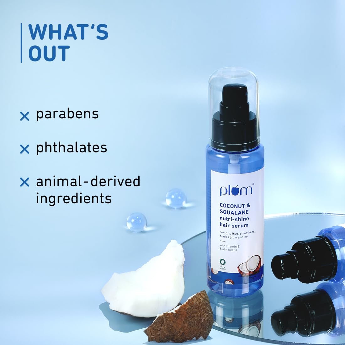 Plum Coconut & Squalane Nutri-Shine Hair Serum | Frizz Control & Instant Shine | Enriched with Vitamin E & Almond Oil | Coconut-Vanilla Fragrance | 75ml​ thumbnail