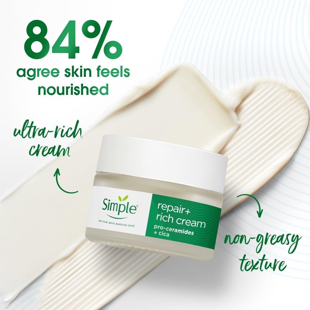 Simple Barrier Repair+, Hydrating Cream, Moisturiser, 40g, for Dry & Sensitive Skin,  Free from Harsh Chemicals, for Women thumbnail