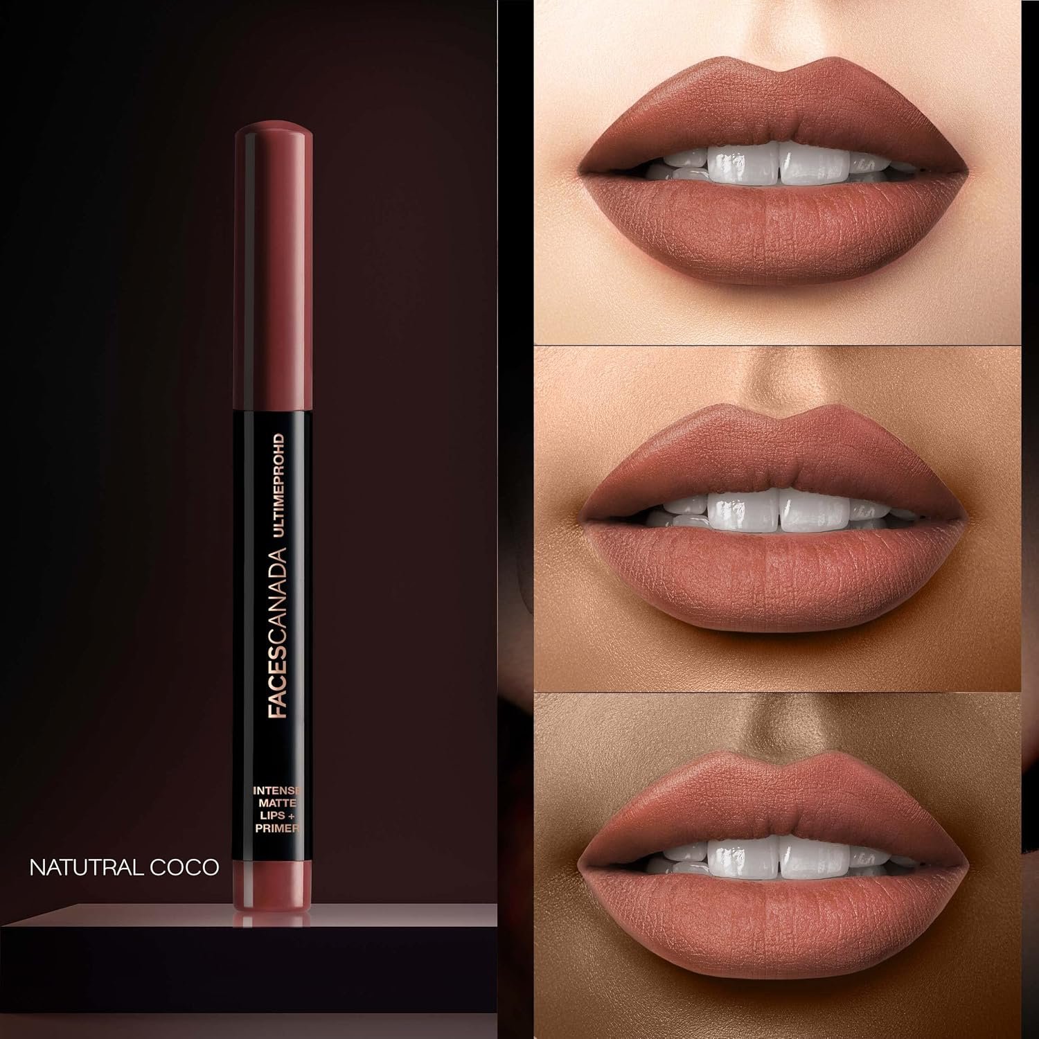 FACES CANADA Ultime Pro HD Intense Matte Lipstick + Primer - Natural Coco (Brown), 1.4g | 9HR Long Stay | Flawless HD Matte Finish | Intense Color | Lightweight | Smooth Glide thumbnail