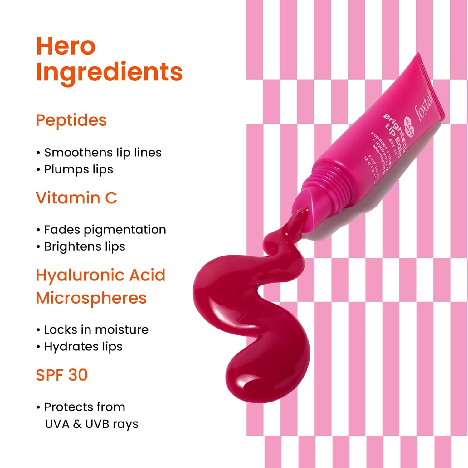 Foxtale SPF 30 Brightening Lip Balm for Dark Lips with Peptides & Vitamin C | Brightens | Hydrates | Tinted Lip Balm - Pink Glaze 12gm thumbnail