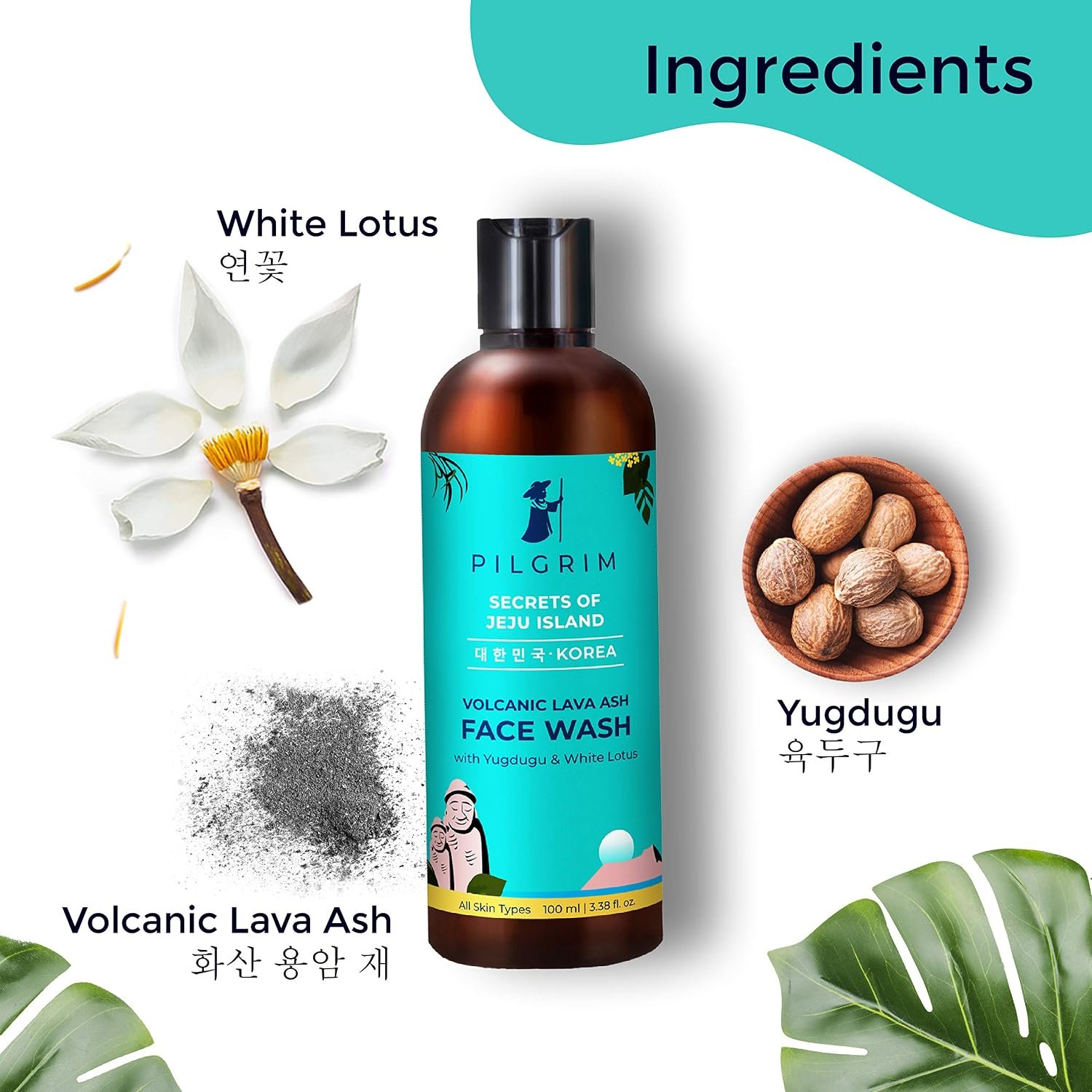 Pilgrim Jeju Face Wash Cleanser 100ml + Red Vine Face Wash Cleanser 100ml for Deep Pore Cleansing, Oil Control, Pollution Defence, Anti Ageing, Dark Spots Removal, Dry, Oily Skin thumbnail