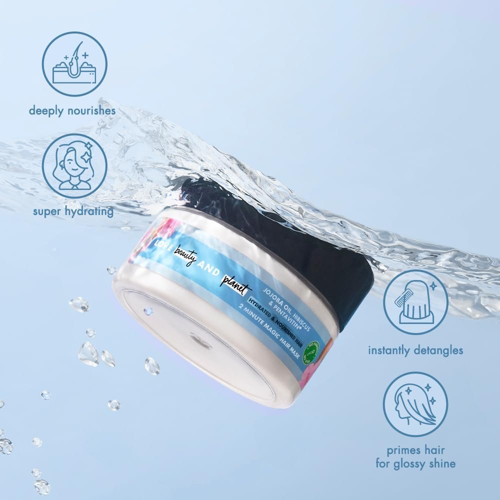 Love Beauty & Planet Jojoba Oil, Hibiscus & Pentavitin Hydrate & Nourish Hair Mask | Deep Conditioning Treatment for Hydrated, Soft, Smooth & Manageable Hair | 200ml thumbnail