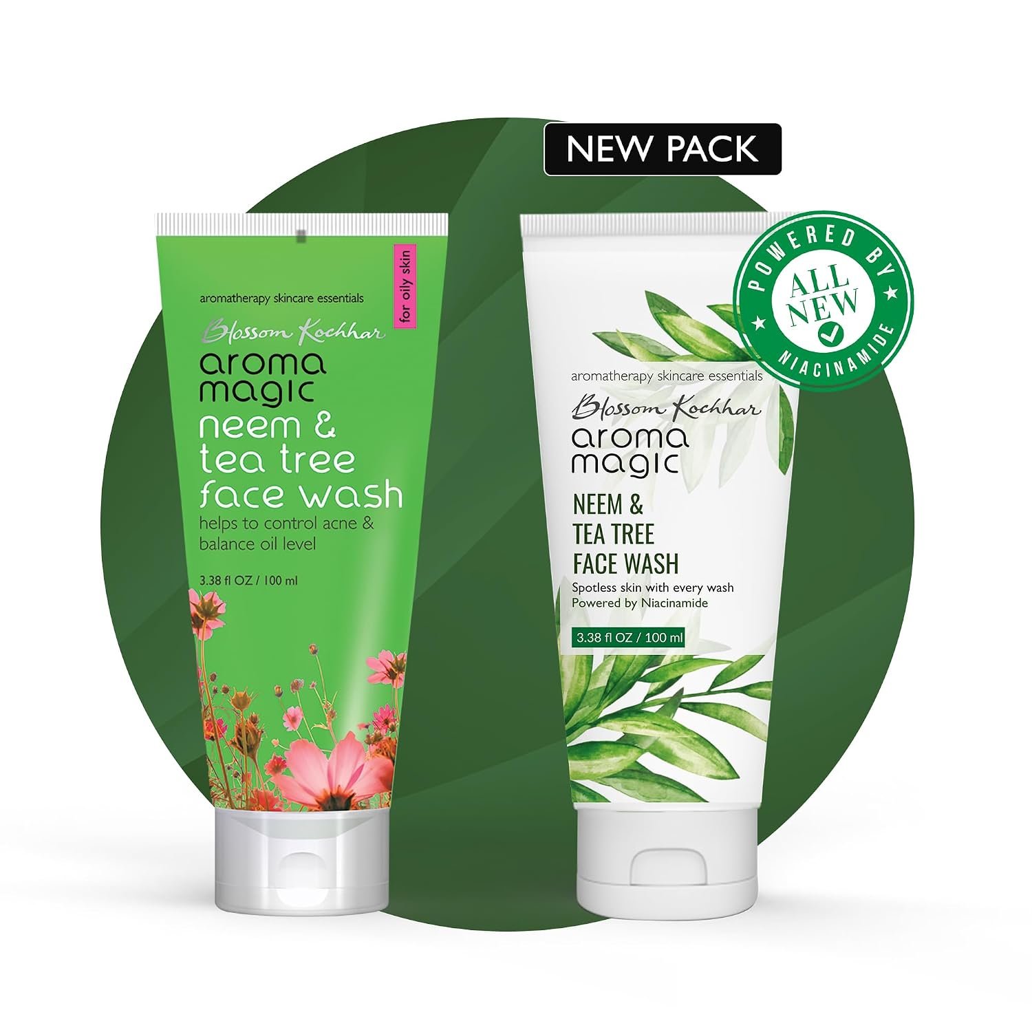 Aroma Magic Neem & Tea Tree Face wash PWRD By 5% Niacinamide & Aloevera Gel| for Spotless & Soft Skin| Oily & Acne/Pimples Prone Skin| for Women & Men| 50 ml thumbnail