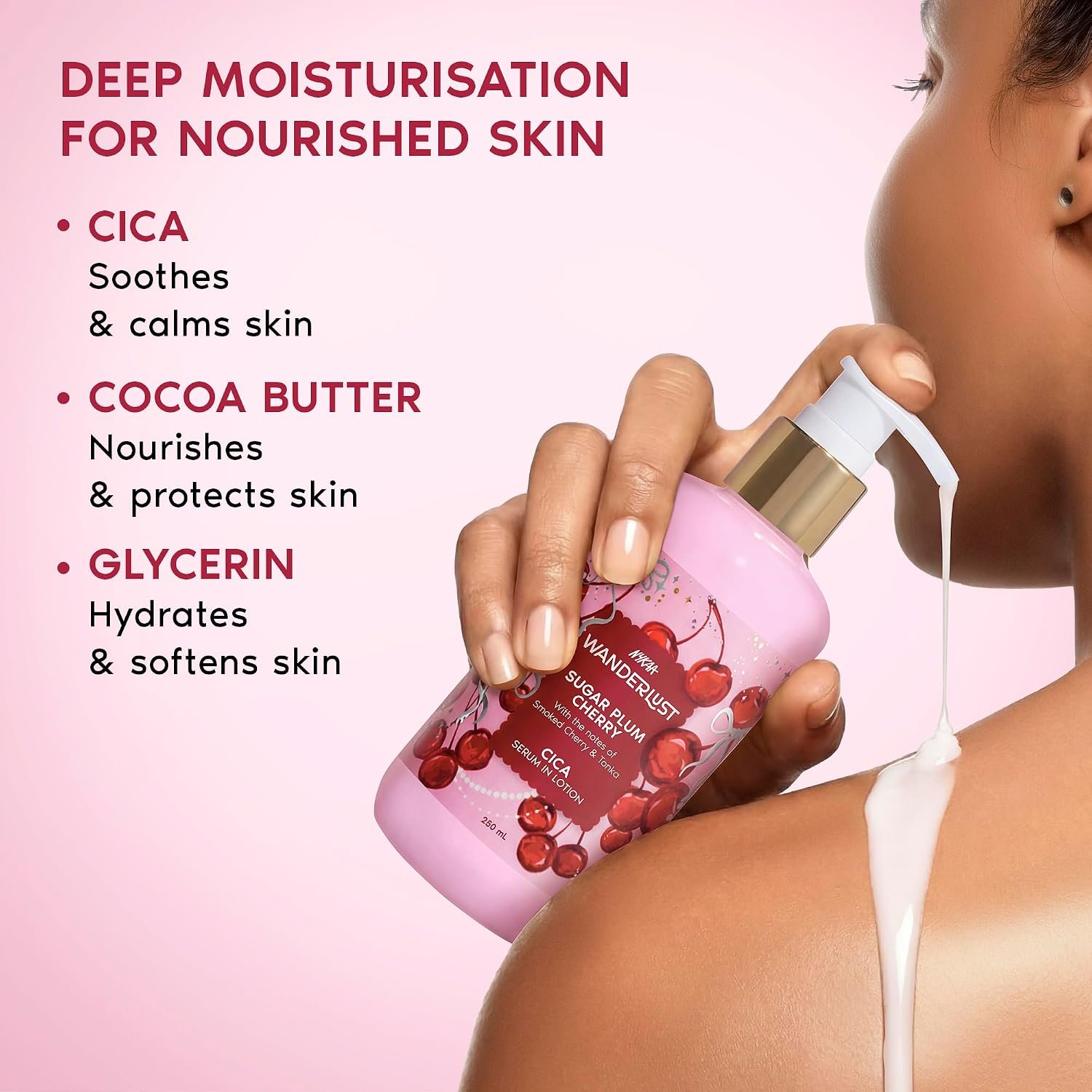 Nykaa Wanderlust Sugar Plum Cherry Moisturising Body Lotion, 250 ml |Cherry & Raspberry | Lightweight, Long-Lasting Moisturisation| Vegan, Paraben-Free I Suitable for All Skin Types thumbnail