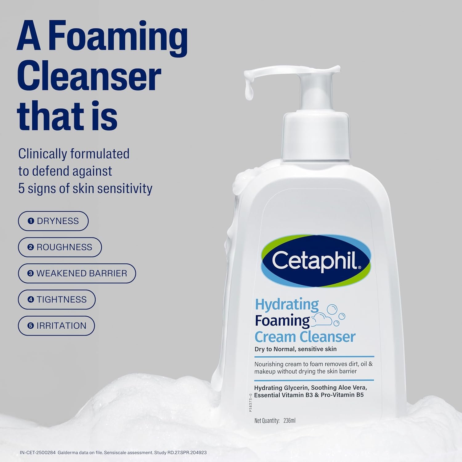 Cetaphil Hydrating foaming Face Wash, Cream to Foam Cleanser 236ml | Niacinamide, Pro-Vitamin B5 & and Aloe for Gentle Cleansing thumbnail