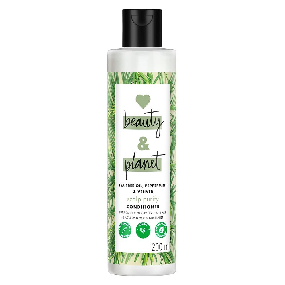 Love Beauty and Planet Tea Tree, Peppermint & Vetiver Conditioner, Nourishing & Refreshing Hair Care, Paraben-Free & Dye-Free Formula, 200ml