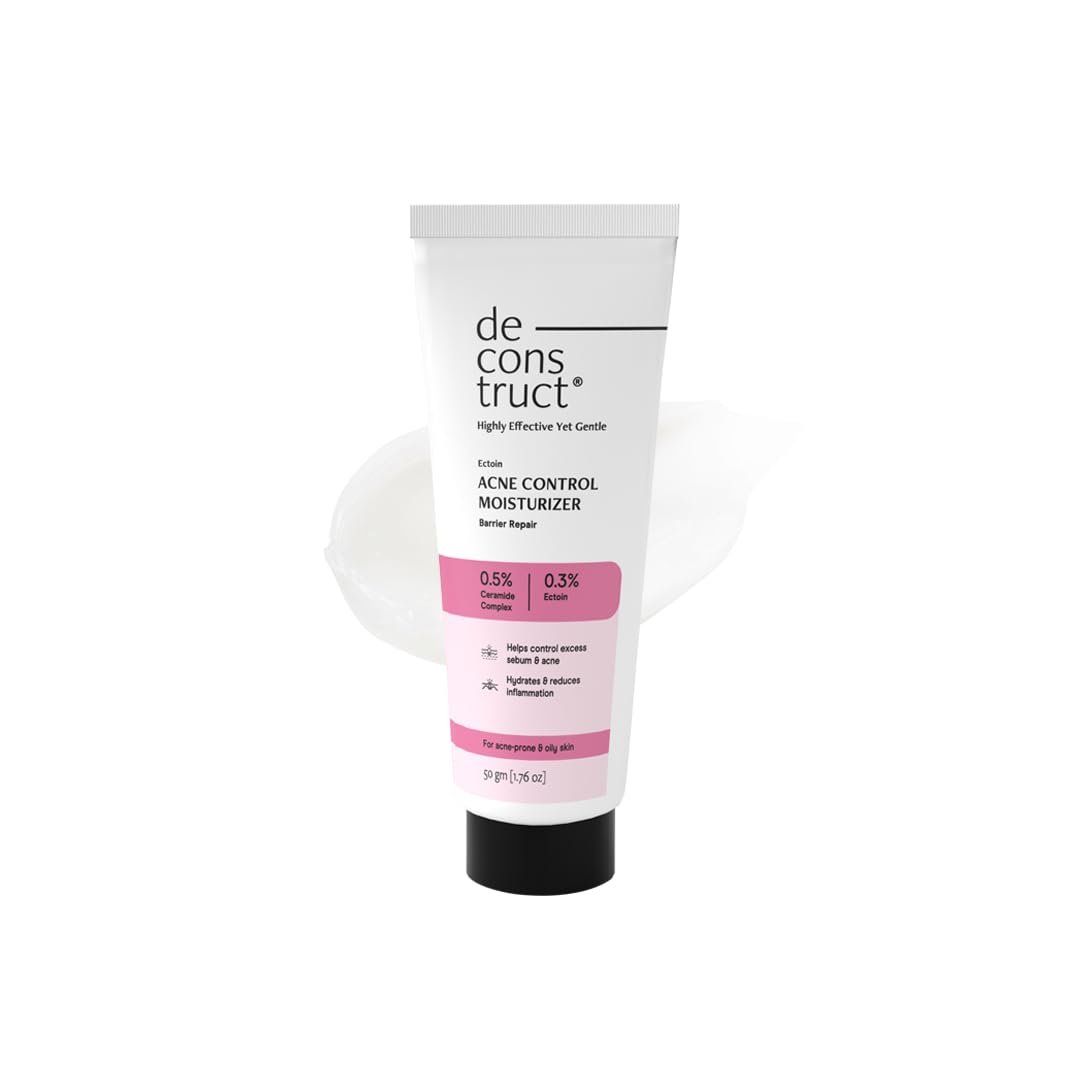 Deconstruct Acne Control Moisturiser For Face with Ectoin & Ceramides for Acne Prone & Oily Skin | Lightweight & Non-Sticky | Soothing & Barrier Repair | Non-Comedogenic | 50g