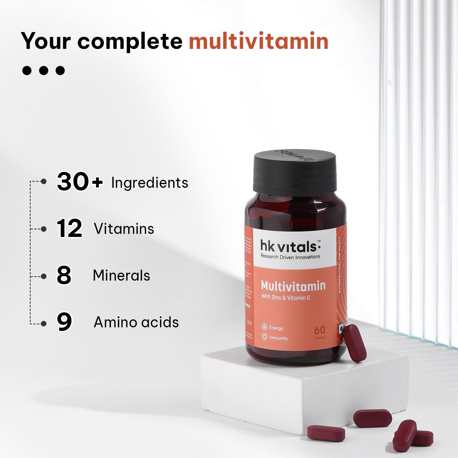 hk vitals Multivitamin, 60 Tablets With Zinc, Vitamins C & D3, Multiminerals & Ginseng Extract thumbnail