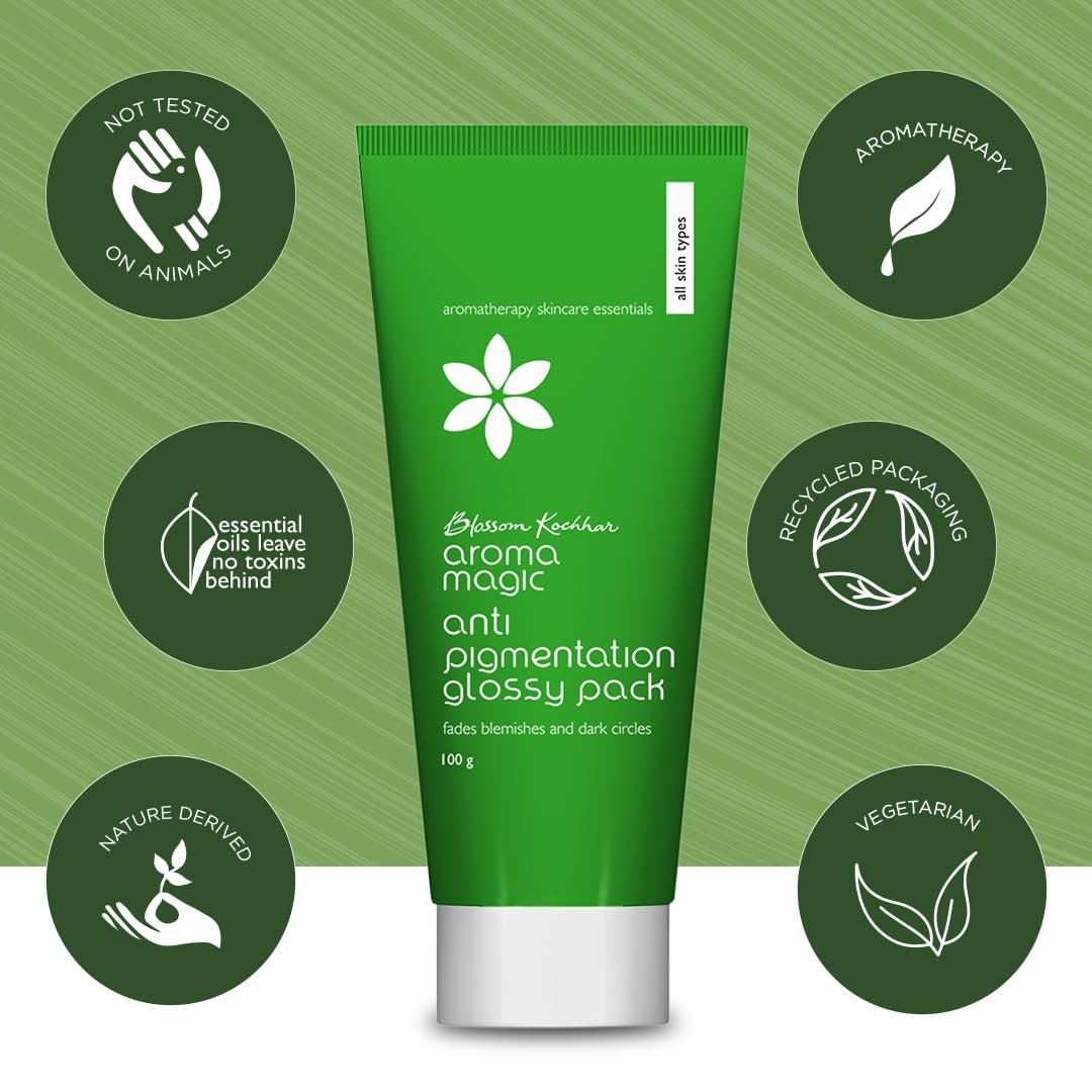 Aroma Magic Anti Pigmentation Glossy Face Pack| 5 powerful natural extracts |Fade Pigmentation,Blemishes & Dark circles |Radiant & Natural Glow |for Men & Women |All Skin Types|100gm thumbnail