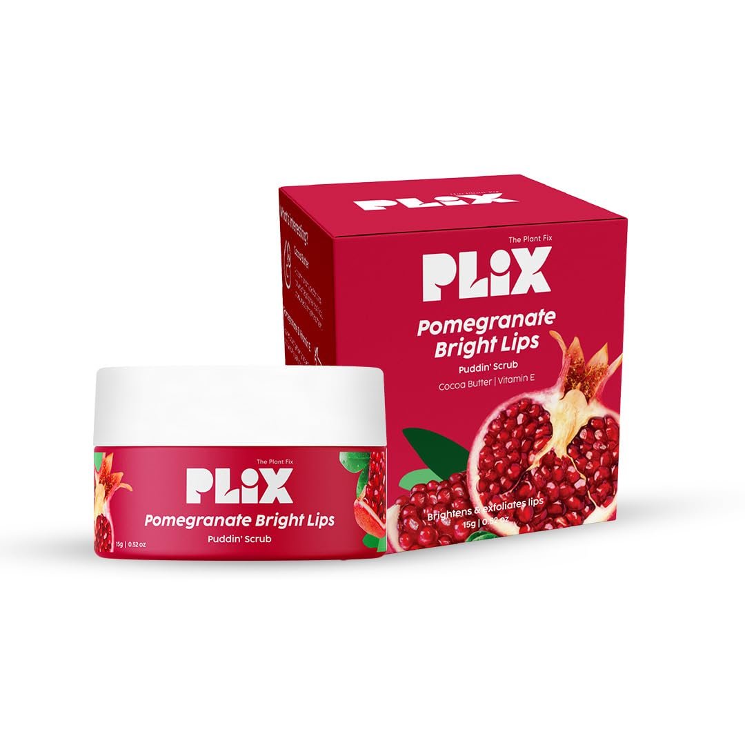 The Plant Fix Plix Pomegranate Bright Lips Scrub | For Dry & Chapped Lips | Reduces Darkening & Pigmentation | Brightens & Exfoliates | Cocoa Butter & Vitamin E | 15 Gms thumbnail
