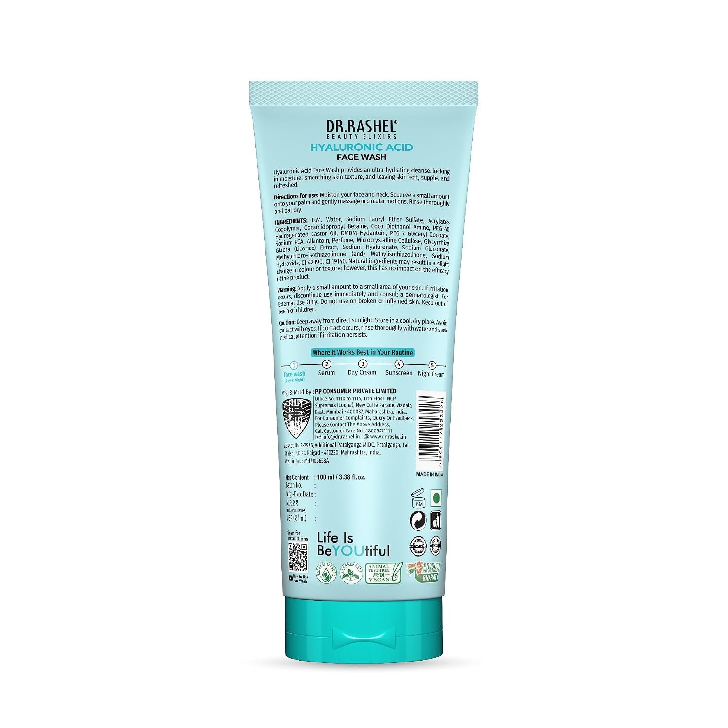 DR.RASHEL Beauty Elixirs Hyaluronic Acid Face Wash For Men & Women Concentrate for Deep Cleansing & Clove Purifying Face Wash With Natural Ingredients Suitable For All Skin Oily to Normal - thumbnail