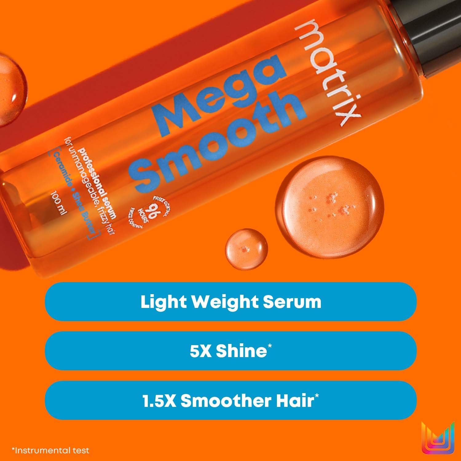 Matrix Professional Mega Smooth Anti-Frizz Serum with Shea Butter and Ceramides| Max Smoothness for 4 Days | Used by 1 Lakh Hairstylists*| For All Hair Types | 100ml thumbnail
