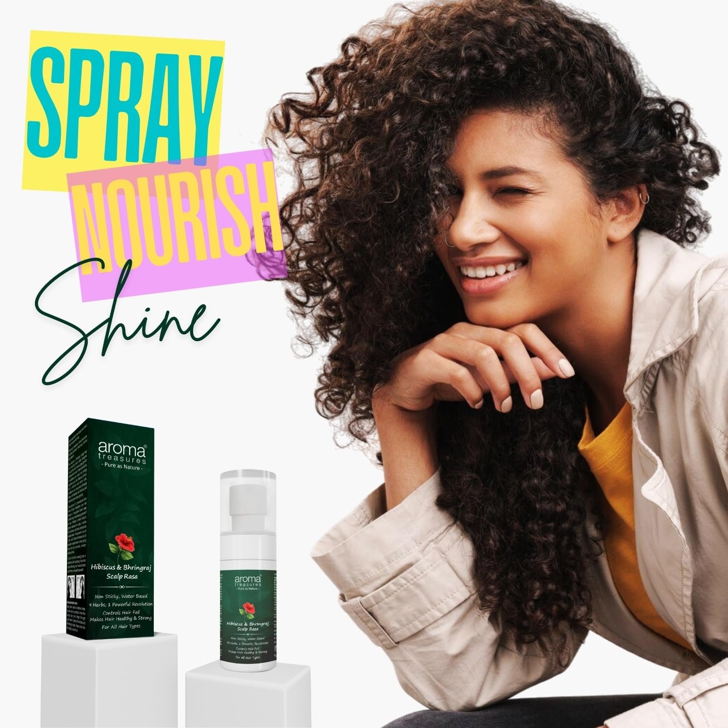 Aroma Treasures Hair Growth Serum For Scalp (Spray), Hibiscus & Bhringraj Scalp Rasa, Controls HairFall & Boosts New Hair Growth, In-Vivo Tested, For Men & Women | 60ml thumbnail