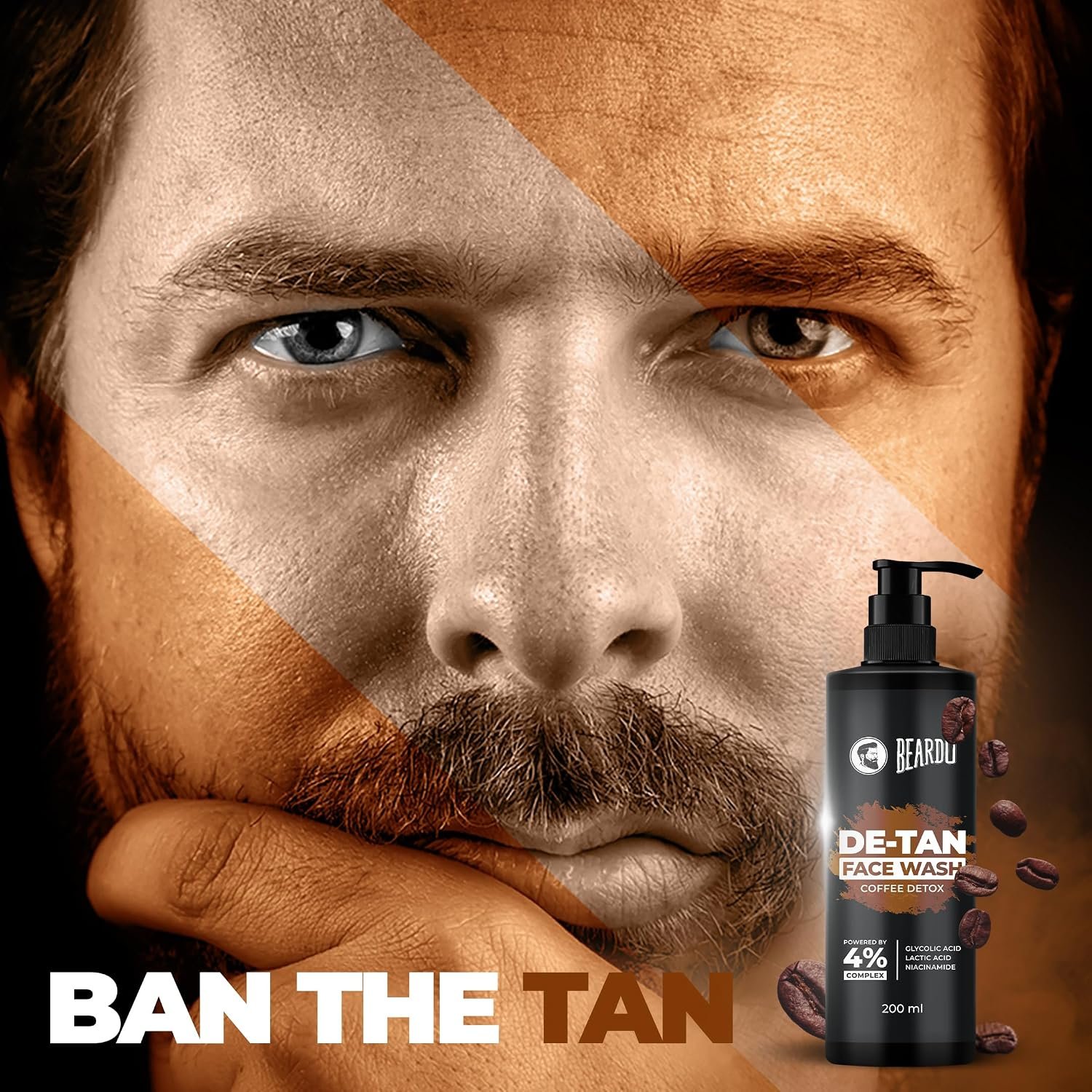 BEARDO DeTan Face Wash for Men, 200ml | Helps to Reduce Tan,Reduce Dark Sports & Pigmentation | thumbnail