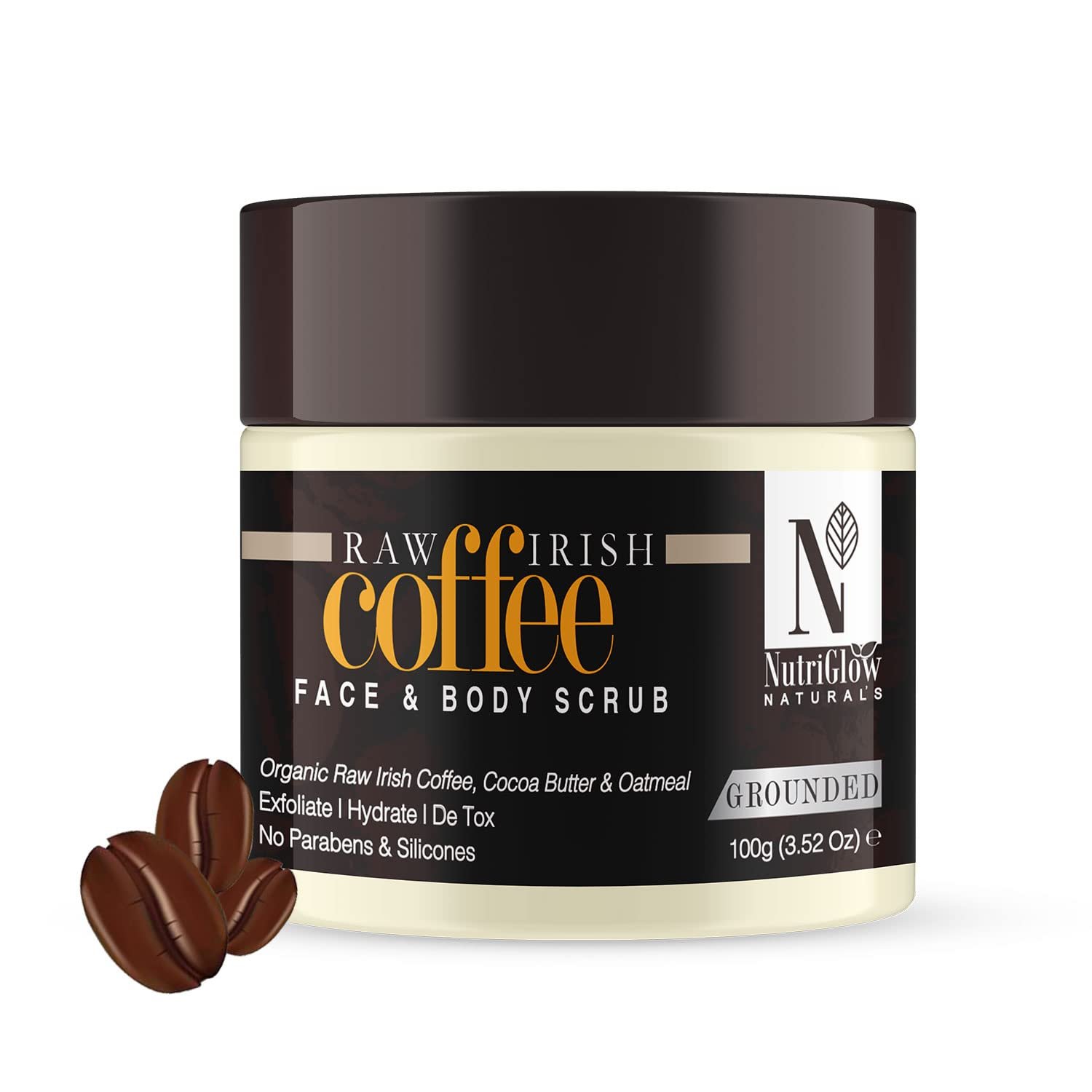 NutriGlow Natural’s Raw Irish Coffee Face & Body Scrub (100g)