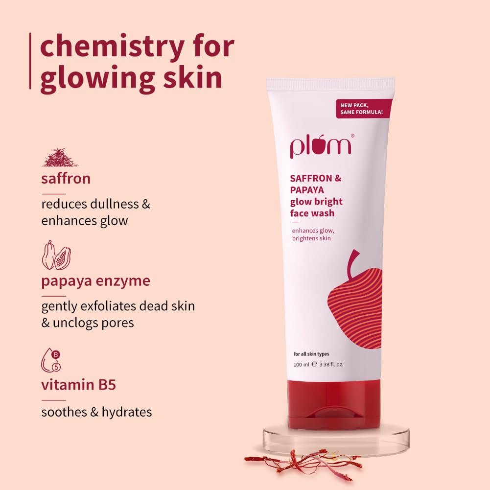 Plum Saffron & Papaya Glow & Brightening Face Wash with Vitamin B5 100ml thumbnail