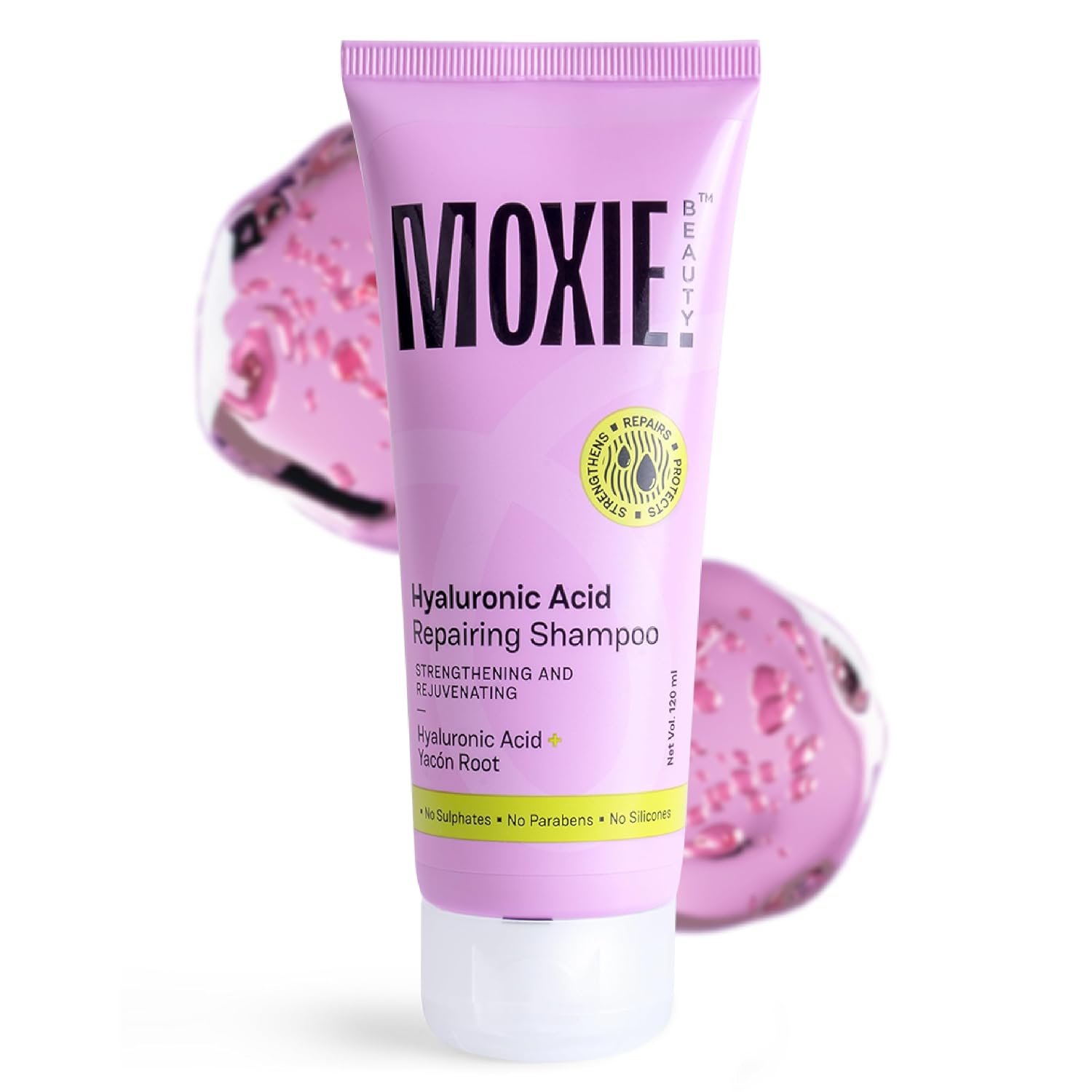 Moxie Beauty Hyaluronic Acid Hydrating Shampoo 120 ml Sulphate-Free Shampoo | Sodium Hyaluronate, Bio Peptides & Antioxidants | Hydrates & Helps Reduce Frizz