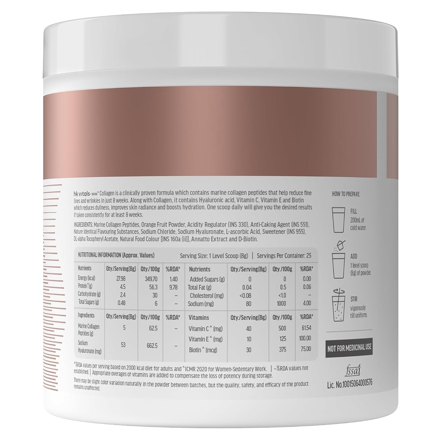 hk vitals Skin Radiance Marine Collagen Supplement Powder, Mango, 200g Collagen Peptides with Vitamin C, E | For Youthful & Glowing Skin thumbnail
