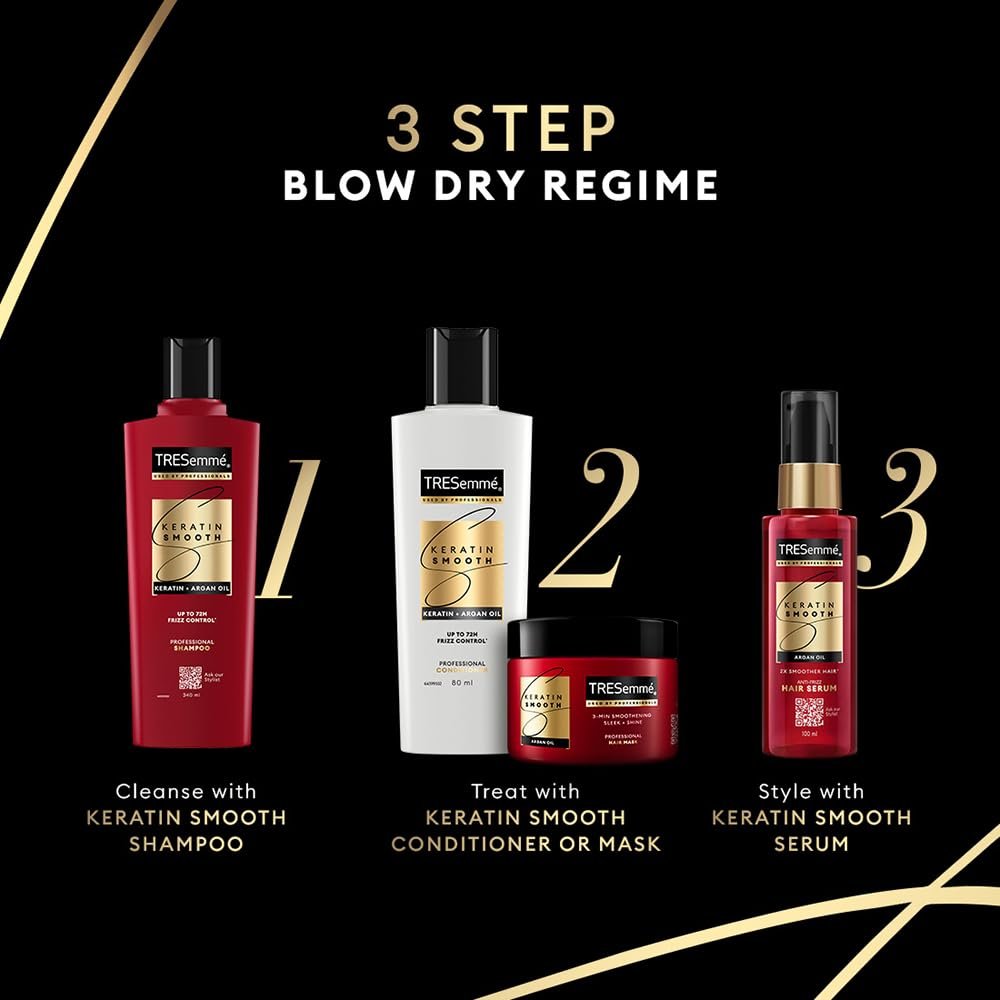 TRESemme Keratin Smooth Conditioner 80ml With Keratin Protein and Argan Oil | Salon-Like Smooth Hair | Up To 72H Frizz Control thumbnail